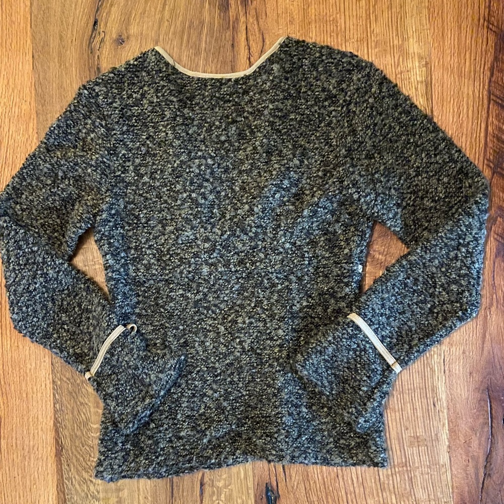 Dina Bar-El Brown V-Neck Sweater w/ Exquisite Details, Side Zipper, Size Medium - Picture 7 of 7